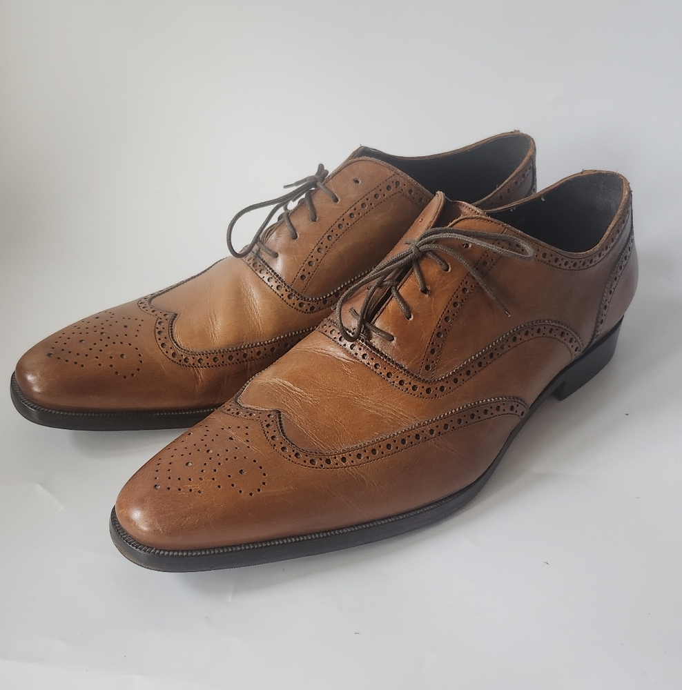To Boot New York Brogue Wingtip Oxford Shoes Men’s Size 15 Cognac Leather Italy